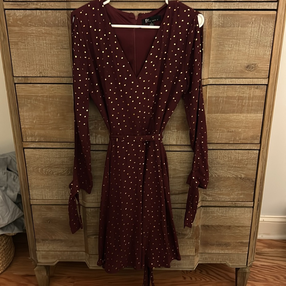 Garnet & Gold Polka Dot Long Sleeve Dress